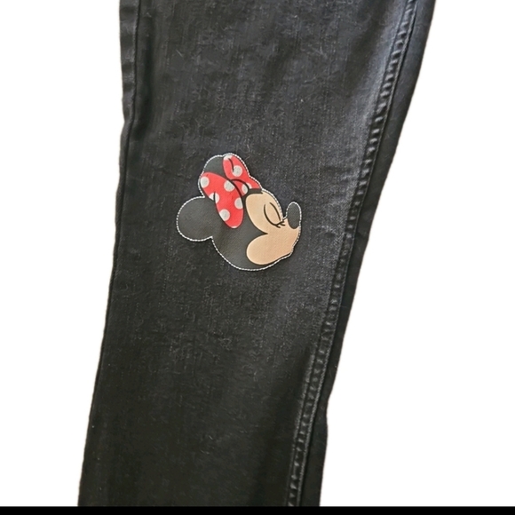 Disney Mickey Mouse & Minnie Mouse Kissing Patch High-Waisted Black Jeans 15 - Picture 7 of 13